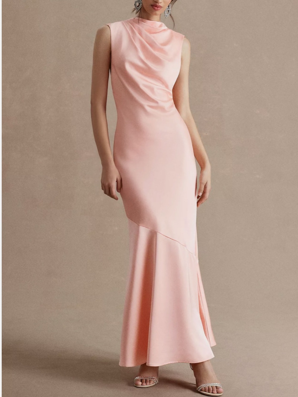 NWT BHLDN SIGNIFICANT OTHER LANA COWL-NECK TIE-BACK SATIN MAXI DRESS